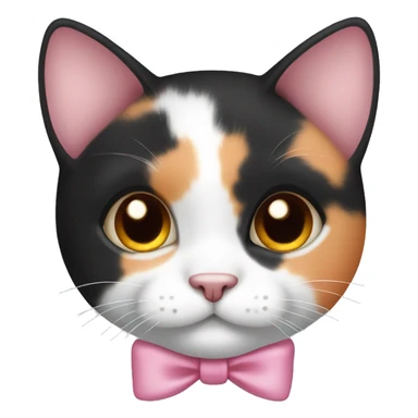 cute white orange black calico cat with pink bow  sticker
