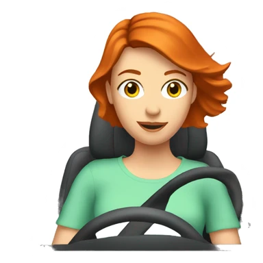 red haired young woman going on a long drive in a car sticker