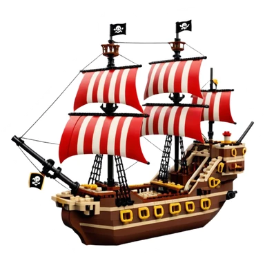 Pirate Ship (Toy) - Lego Pirate Ship (Model Year: 2021) (Iconic colour: Brown with red sails) sticker