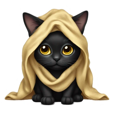 black cat with gold eyes wrapped in blanket sticker