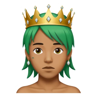person emoji with green hair and diamond crown inspired by Frank Ocean and Kendrick Lamar sticker
