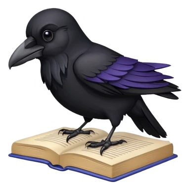 Raven on book sticker