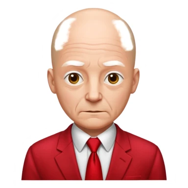 man Bald with red necktie, red dress, age. sticker