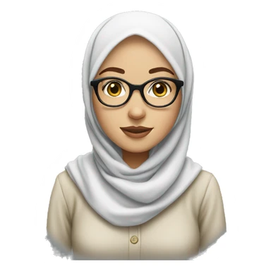 White pretty girl wearing hijab and glasses  sticker