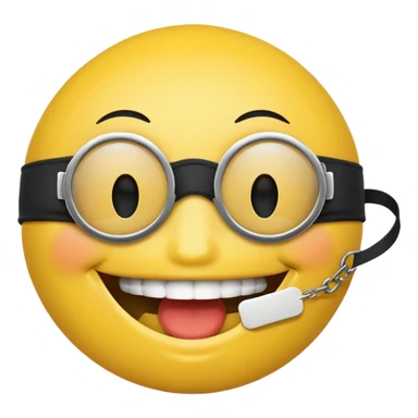 A smiley face wearing a gag and blindfolded sticker