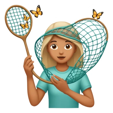 person catching butterflies with a net sticker
