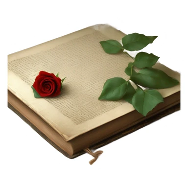 Vintage book with ribbon and red rose sticker