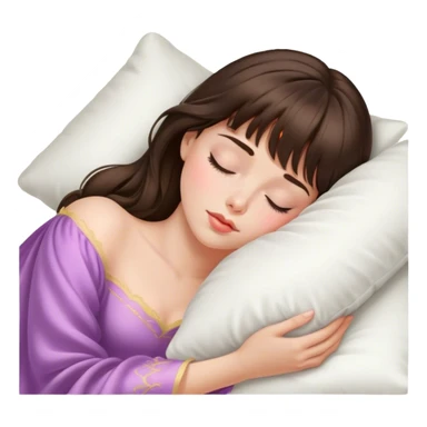 sleeping beauty brunette bangs white girl with a silk pillow sticker