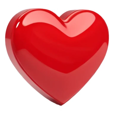 Un icono 3D de un corazón rojo brillante, estilo minimalista y moderno, textura suave y plástica (estilo claymorphism), iluminación de estudio con reflejos suaves, renderizado hiperrealista en alta resolución (8k), sobre un fondo de color sólido y contrastante sticker