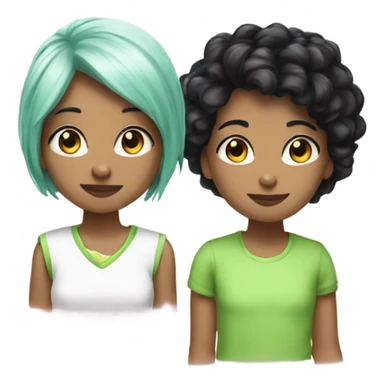 BFFs one with black hair one with lime green hair  sticker