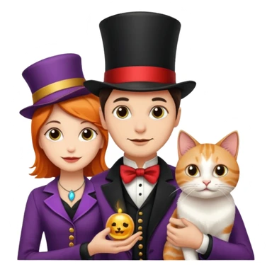 magician couple and their pet cat sticker