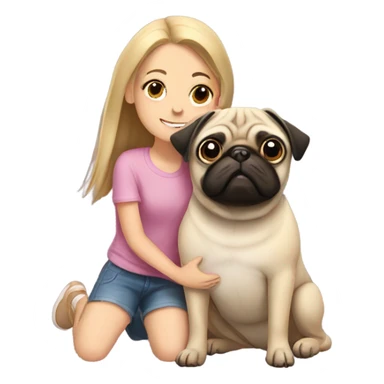 Pug with girl sticker