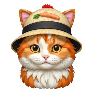 cat wearing a hat made out of sushi sticker