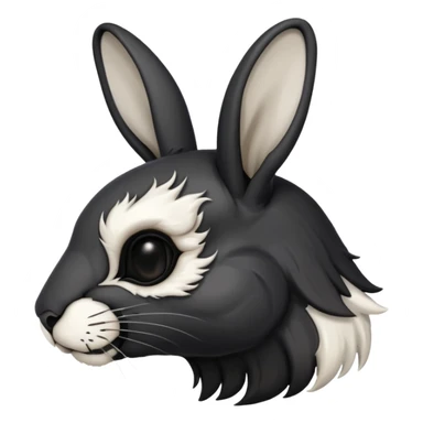tête de lapin squelette noire de 3/4 profil sticker