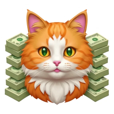 Cute cat surrounded by money sticker