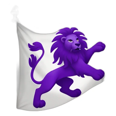 rampant purple lion in a white flag sticker