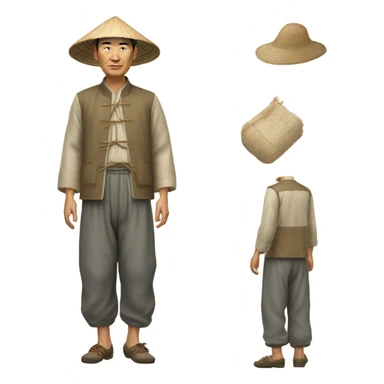 photorealistic Chinese peasant 1960s sticker