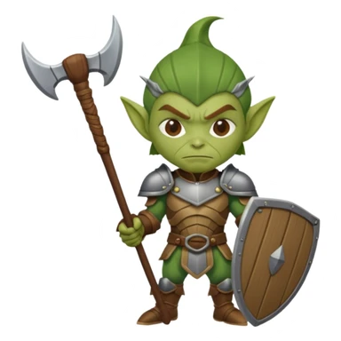 Goblin Warrior – short green goblin with armor and wooden club sticker