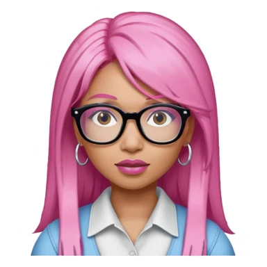 Rapper Nicki Minaj pink hair wear glasses sticker
