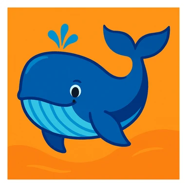 blue whale, vibrant and friendly, simple background sticker