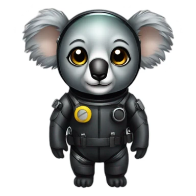 koala in black shiny diving suit sticker
