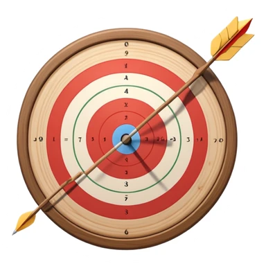A bow with an arrow drawn back, aimed at a target with concentric rings. The background suggests a calm, outdoor archery range, emphasizing the precision, focus, and skill required in archery as a competitive sport. sticker