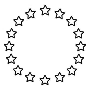 Can u make a emoji with 15 stars in a circle no face no nothin just lines and nothing in the middle and the stars have nothing it in too just lines black and white no face  sticker