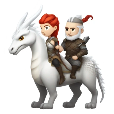 White Viking red head pale skin beautiful dragon  queen with a Viking solder with a gray man bun built white solder on a dragon  sticker
