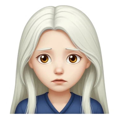 Pale girl with long white hair sad sticker