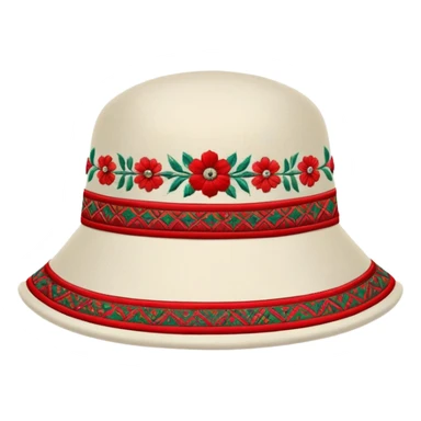 Fergana Valley style doppa hat with red base and floral designs sticker