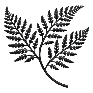 Black and silver filigree fern leaf, 3D, extremely detailed design sticker