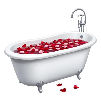 White bath tub with water and rose petals  sticker