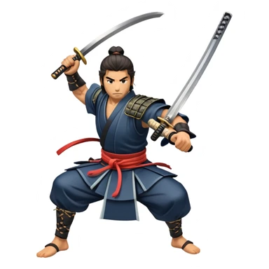 japanese samurai swinging katana action motion lines sticker