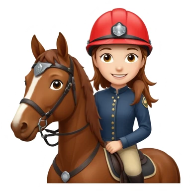 brown haired girl on a cheatnut hporse smiling' sticker