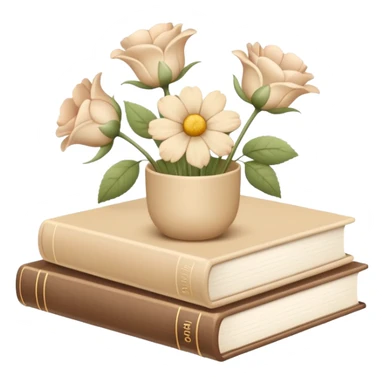 Beige books and flowers AESTHETIC sticker
