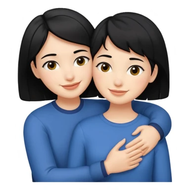 Girl with short black hair and her partner with black hair hugging sticker