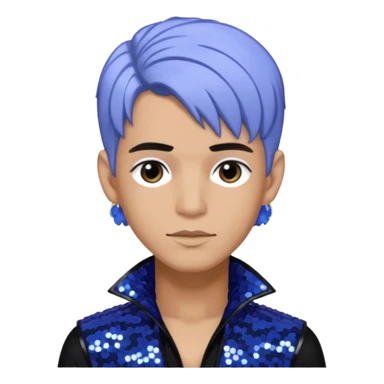 Rauw Alejandro, Puerto Rican Singer with periwinkle hair, black sequin outfit sticker