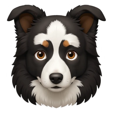 border collie predominantly black fur with brown on the eyebrows and neck, no white fur sticker