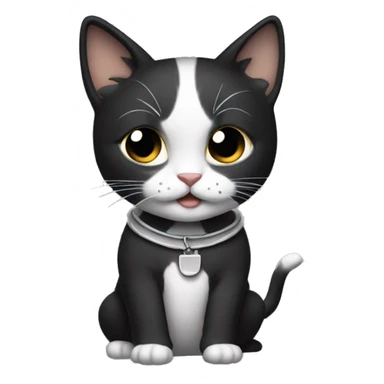 Gatito negro y blanco mostrando una garrita sticker