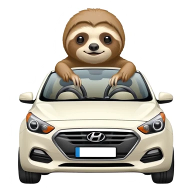 Sloth driving a white i30 Hyundai  sticker