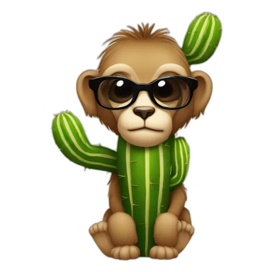 Un singe avec des lunettes qui embrasse un cactus sticker