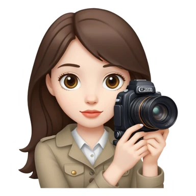 beautiful pale brunette girl with canon camera sticker