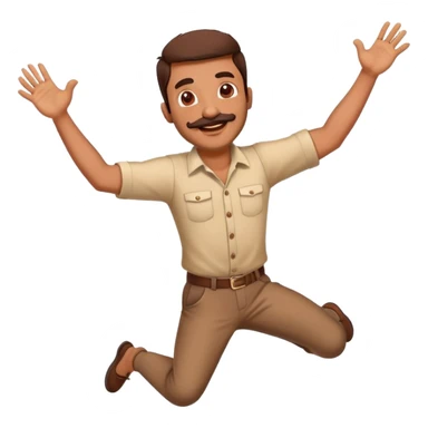  Indian Man with mustache and beard Jumping with joy with 2 arms and 2 legs  sticker