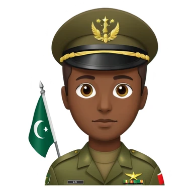 Pakistani soldier in military uniform with Pakistan flag sticker