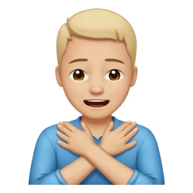 person holding neck crossed hands crying laughing  sticker