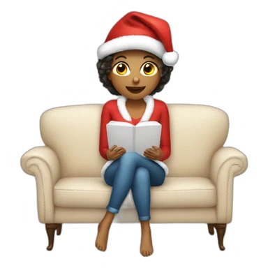 christmas girl on the couch sticker