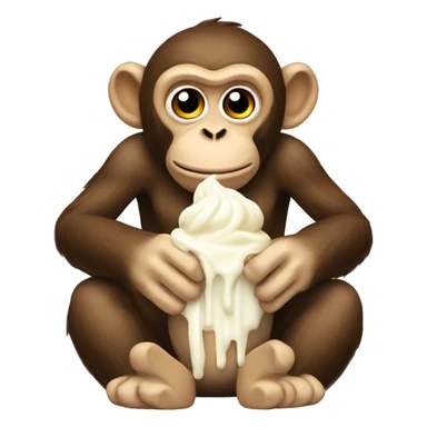 A monkey sitting down covered in cream sticker