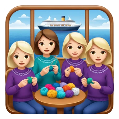 5 white ladies knitting on a cruise ship sticker