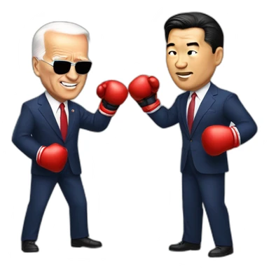 President Xi Jin Ping and Joe Biden boxing sticker