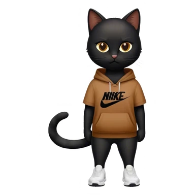 Un chat noir avec des habits nike sticker